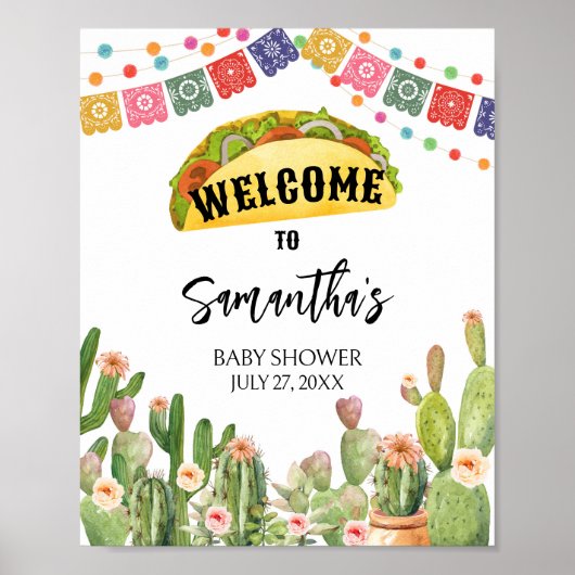 Taco over een Baby Fiesta Welkom Poster (Voorkant)