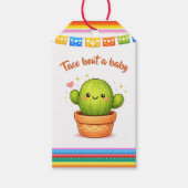 Taco over een baby shower cactus cadeaulabel (Voorkant)
