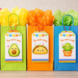 Taco over een baby shower cactus cadeaulabel