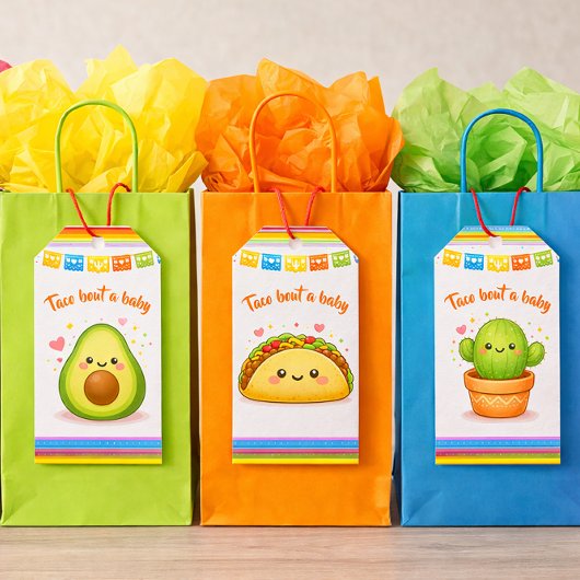 Taco over een baby shower cactus cadeaulabel