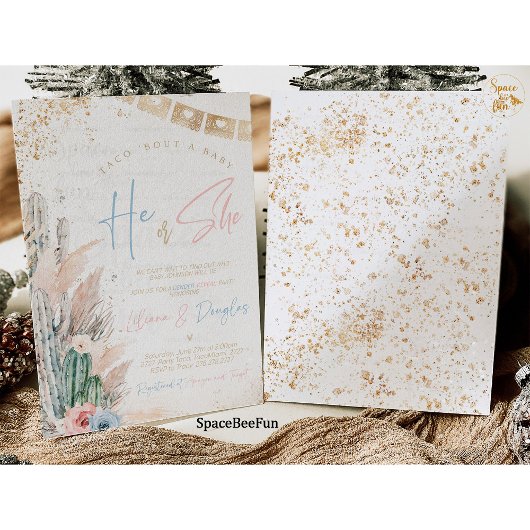 Taco Over Een Baby shower Nodigt Boho Genderonthul Kaart