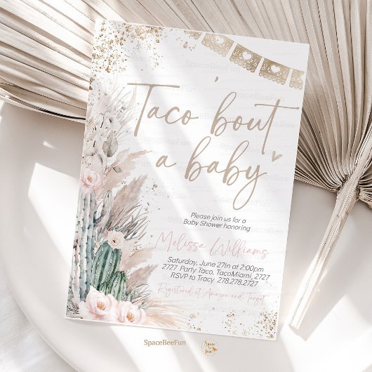 Taco Over Een Baby shower Nodigt Boho Meisje uit Kaart