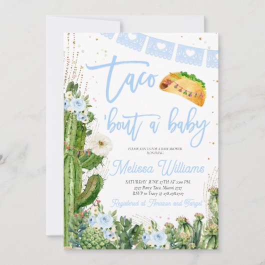 Taco Over Een Baby shower Nodigt Jongen uit Kaart (Voorkant)
