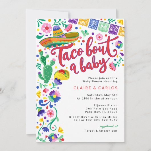 Taco 'Over een Baby shower Uitnodiging - Levendige (Voorkant)