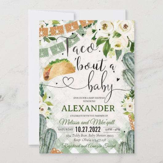 Taco 'Over een Baby uitnodiging Fiesta Baby shower (Voorkant)