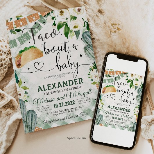 Taco 'Over een Baby uitnodiging Fiesta Baby shower