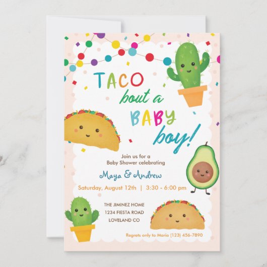 Taco over een babyjongen - baby shower met herfst- kaart (Voorkant)