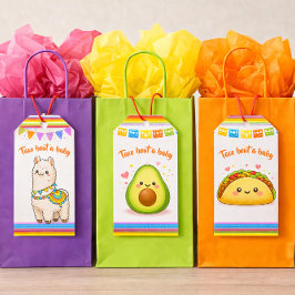 Taco over een babyshower-avocado cadeaulabel