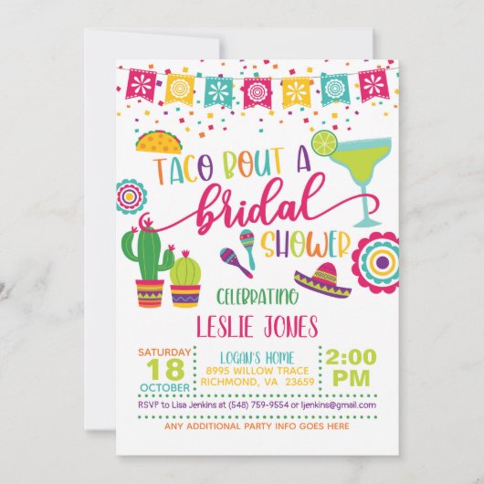 Taco Over een Bruiloftsfeest Uitnodiging - WH (Voorkant)