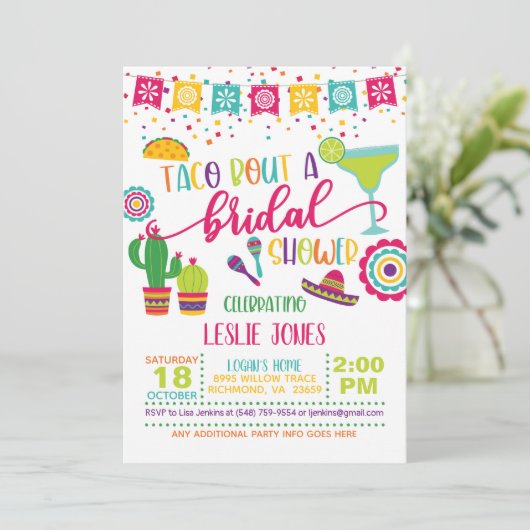 Taco Over een Bruiloftsfeest Uitnodiging - WH (Staand voorkant)