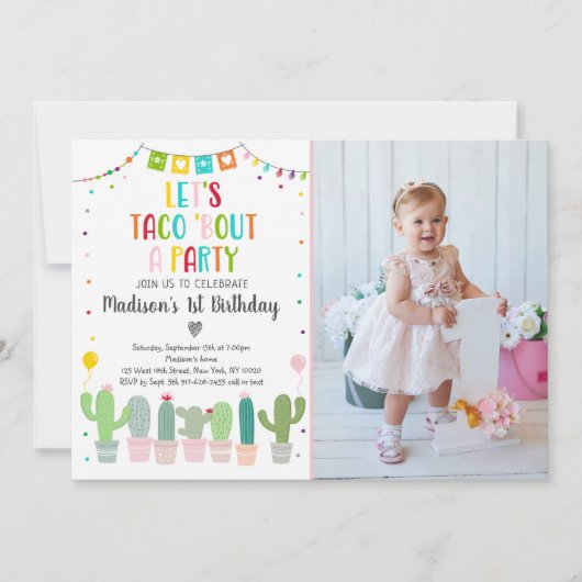 Taco over een feest Cactus Fiesta Verjaardag Kaart (Voorkant)
