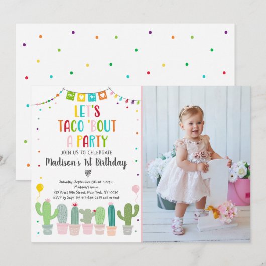 Taco over een feest Cactus Fiesta Verjaardag Kaart (Voorkant / Achterkant)