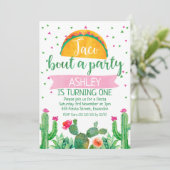 Taco over een feest met de titel Birthday Invitati Kaart (Staand voorkant)