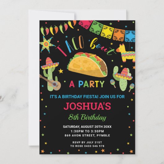 Taco 'Over een feestje Fiesta Cumpleaños Verjaarda Kaart (Voorkant)