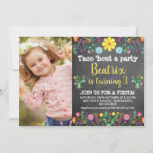 Taco 'over een feestje schoolbord verjaardagsuitno kaart (Voorkant)