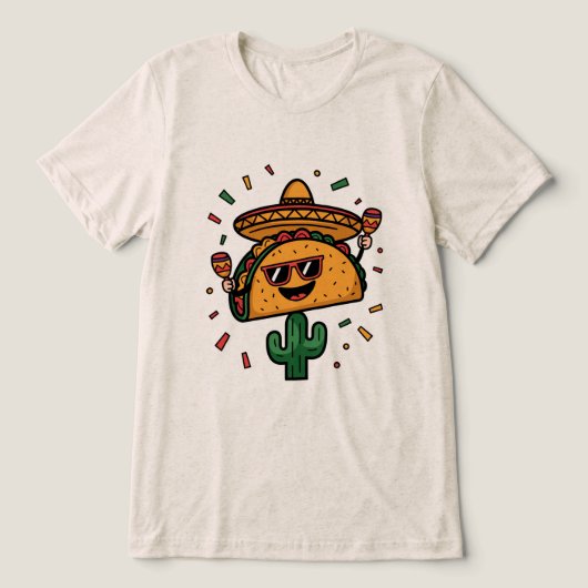 Taco ‘Over een feestje! Tri-Blend Shirt (Design voorkant)