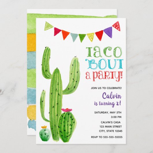 Taco 'over een feestje! Verjaardag uitnodiging (Voorkant / Achterkant)