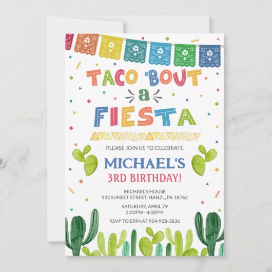 Taco over een fideuitnodiging kaart (Voorkant)