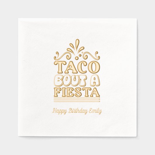Taco over een Fiesta Gold Folie Verjaardag servett Folie Servetten (Voorkant)