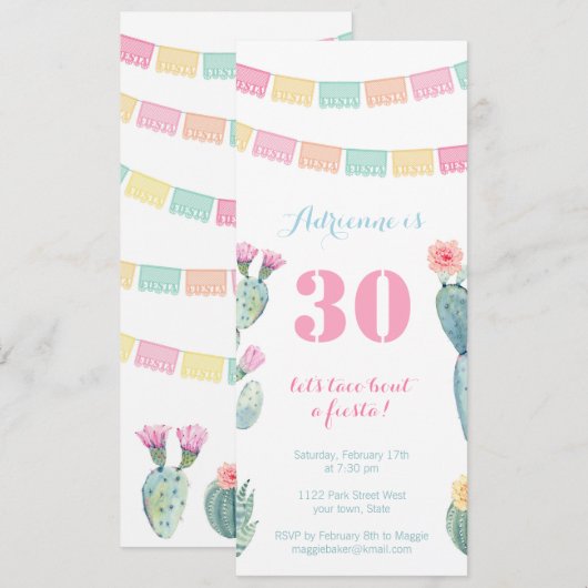 Taco over een Fiesta Mexicaan op een verjaardagsfe Kaart (Voorkant / Achterkant)