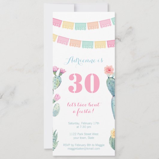 Taco over een Fiesta Mexicaan op een verjaardagsfe Kaart (Voorkant)