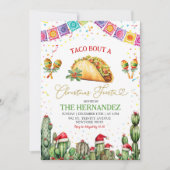 Taco over een kerstfeest Confetti Posada Party Kaart (Voorkant)