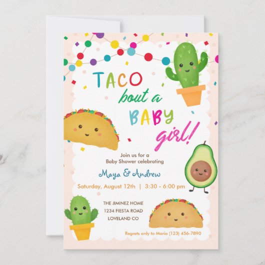 Taco over een meisje met baby's - baby shower met  kaart (Voorkant)