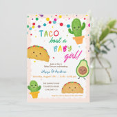 Taco over een meisje met baby's - baby shower met  kaart (Staand voorkant)