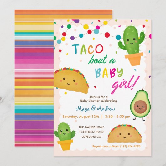Taco over een meisje met baby's - baby shower met  kaart (Voorkant / Achterkant)