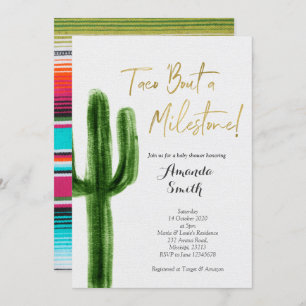 Taco over een mijlpaal Cactus Baby shower Kaart