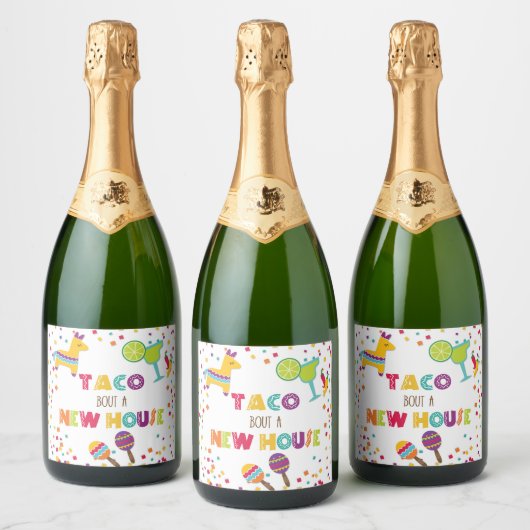 Taco Over een nieuw huis Mousserende Wijn Label -  Sparkling Wijnetiket (Flessen)