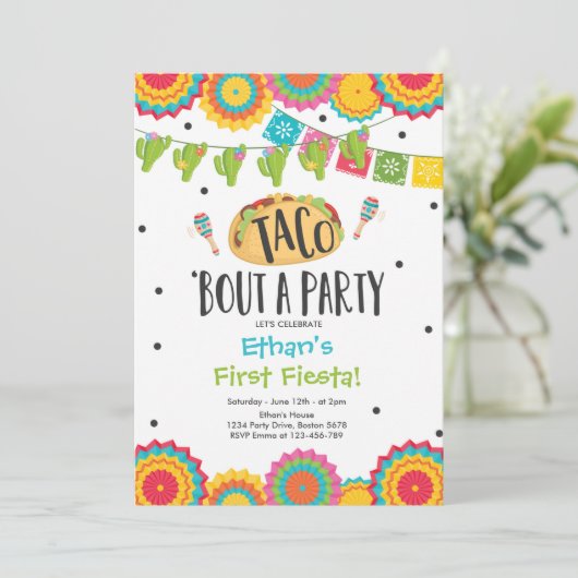 Taco 'Over een Party Boy Eerste Fiesta Verjaardag Kaart (Staand voorkant)
