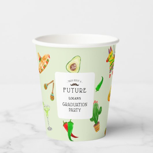 Taco over een toekomst' Mexicaanse afstudeerfeest Papieren Bekers (Voorkant)