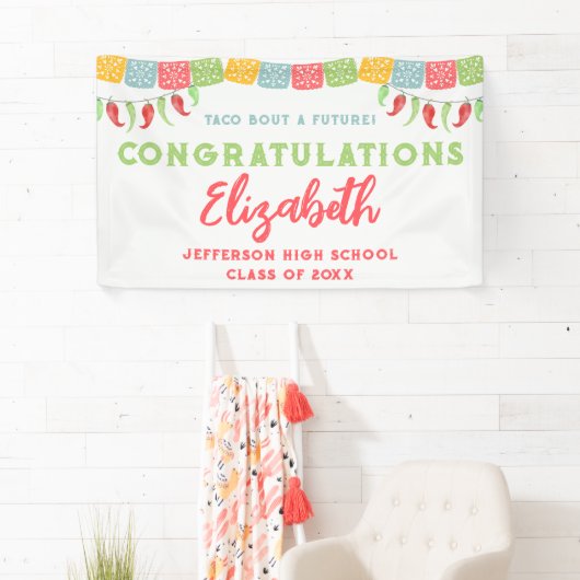 Taco over een toekomstig Fiesta afstudeerfeest Spandoek (Insitu)