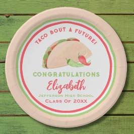 Taco over een toekomstig Fiesta Afstuderen Papieren Bordje