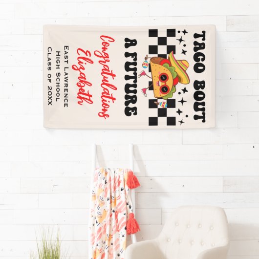 Taco over een toekomstig Fiesta Afstuderen Spandoek (Insitu)