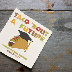 Taco over een toekomstig grappig afstudeerfeest servet
