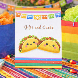 Taco over een Tweeling Baby Shower Reclamebord Met Voetstuk