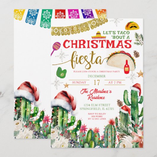 Taco over een uitnodiging voor een kerstfeest (Voorkant / Achterkant)