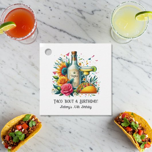 Taco: "Over een verjaardag!" Fiesta Bedankjes Labels
