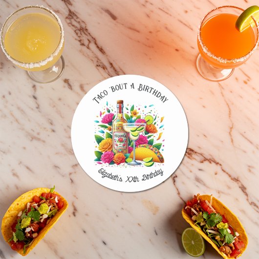Taco 'Over een verjaardag' Fiesta Ronde Sticker