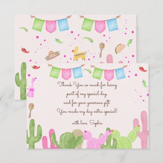 Taco over fun feestje Mexicaanse kinderverjaardag Bedankkaart (Voorkant / Achterkant)