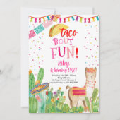 Taco Over Fun Fiesta Meisje 1e Verjaardag Uitnodig Kaart (Voorkant)