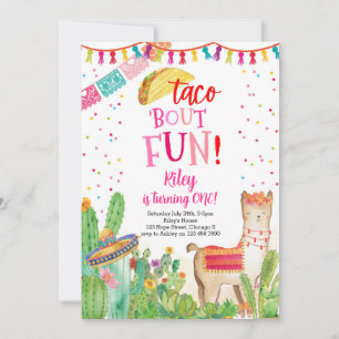 Taco Over Fun Fiesta Meisje 1e Verjaardag Uitnodig Kaart