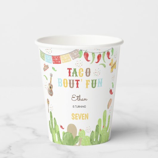 Taco over 'fun fiesta mexican birthday papieren bekers (Achterkant)