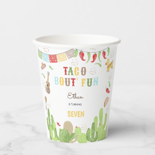 Taco over 'fun fiesta mexican birthday papieren bekers (Voorkant)