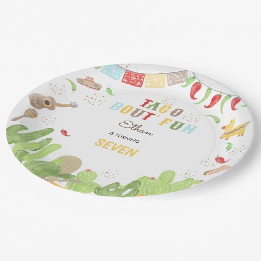 Taco over 'fun fiesta mexican birthday papieren bordje (Gekanteld)