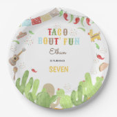 Taco over 'fun fiesta mexican birthday papieren bordje (Voorkant)