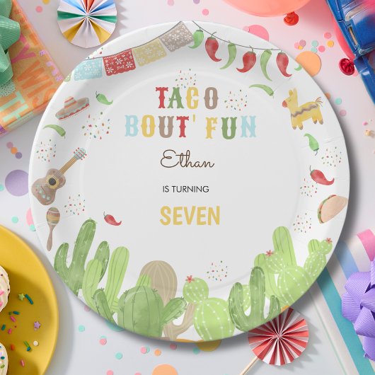 Taco over 'fun fiesta mexican birthday papieren bordje