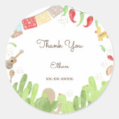 Taco over 'fun fiesta mexican birthday ronde sticker (Voorkant)